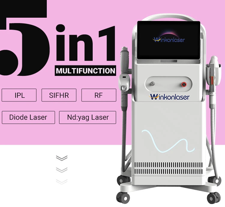 Professional IPL Multifunction 5 In1 IPL+ND: YAG Laser+ RF Laser Hair Removal IPL