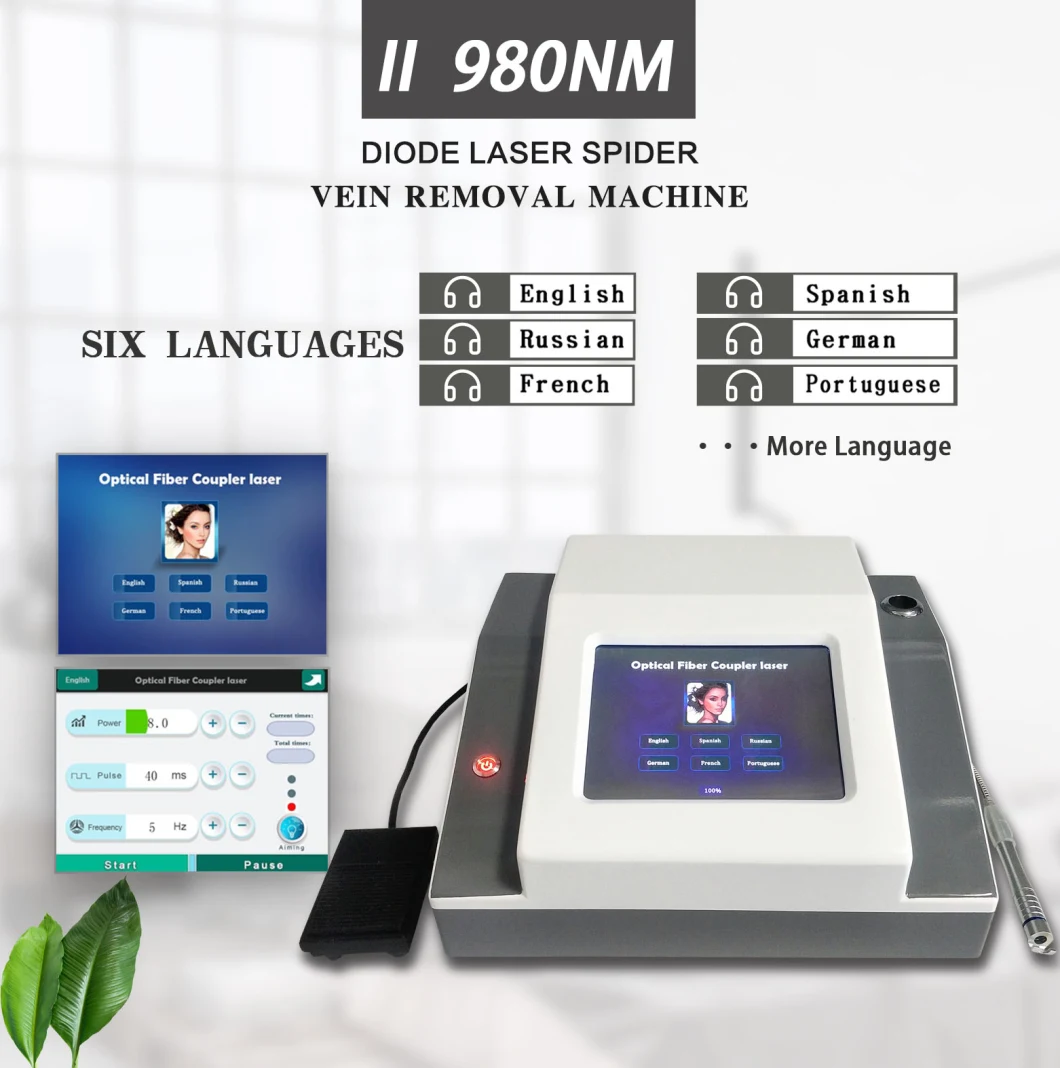 Newest Professional High Power Lce Hammer 980 Nm Diode Laser Physiotherapy Treatment Rbs Spider Vein Vascular Removal Machine Beauty Salon Equipment